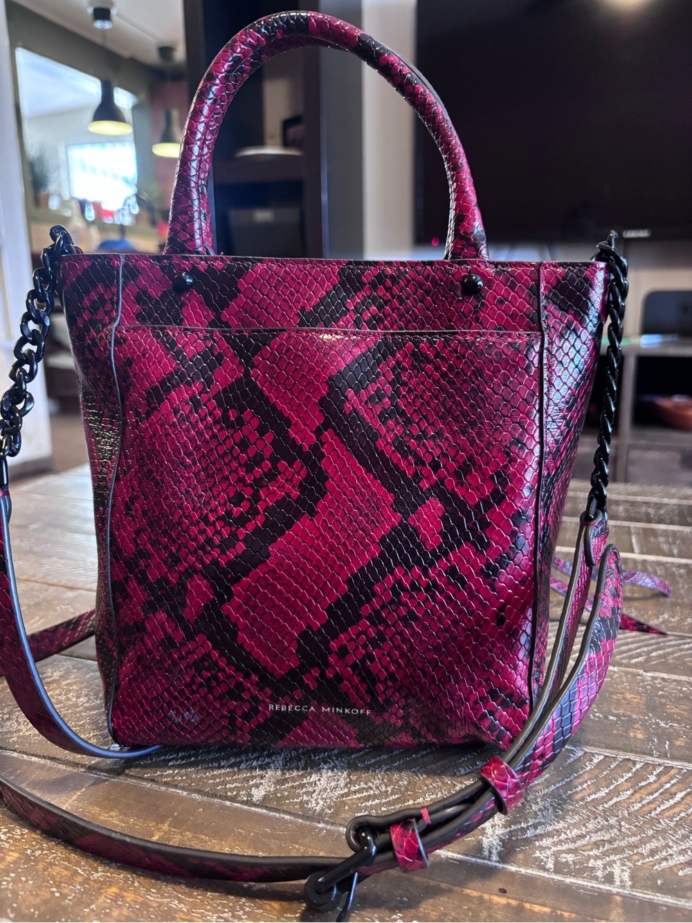 Rebecca Minkoff Snake-Print Crossbody Tote❤️